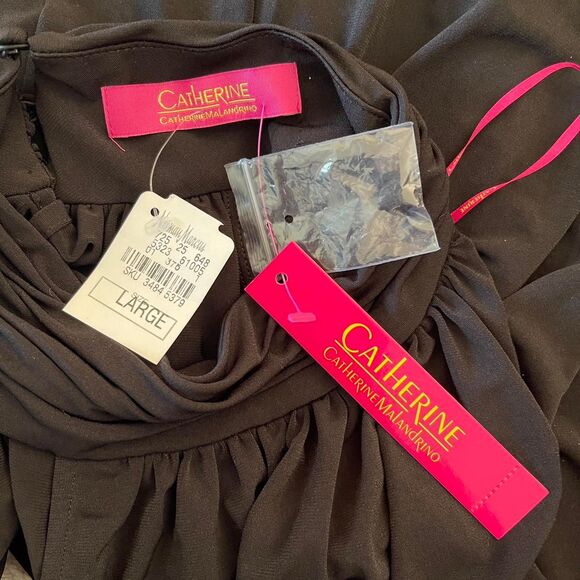 NWT Catherine Malandrino Black Halter Jumpsuit Romper Ruched Neck Maxi Size L - Picture 7 of 8